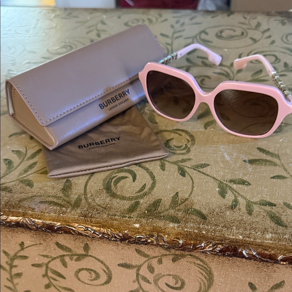 Burberry Pink Sunglasses with Gold Logo Accents